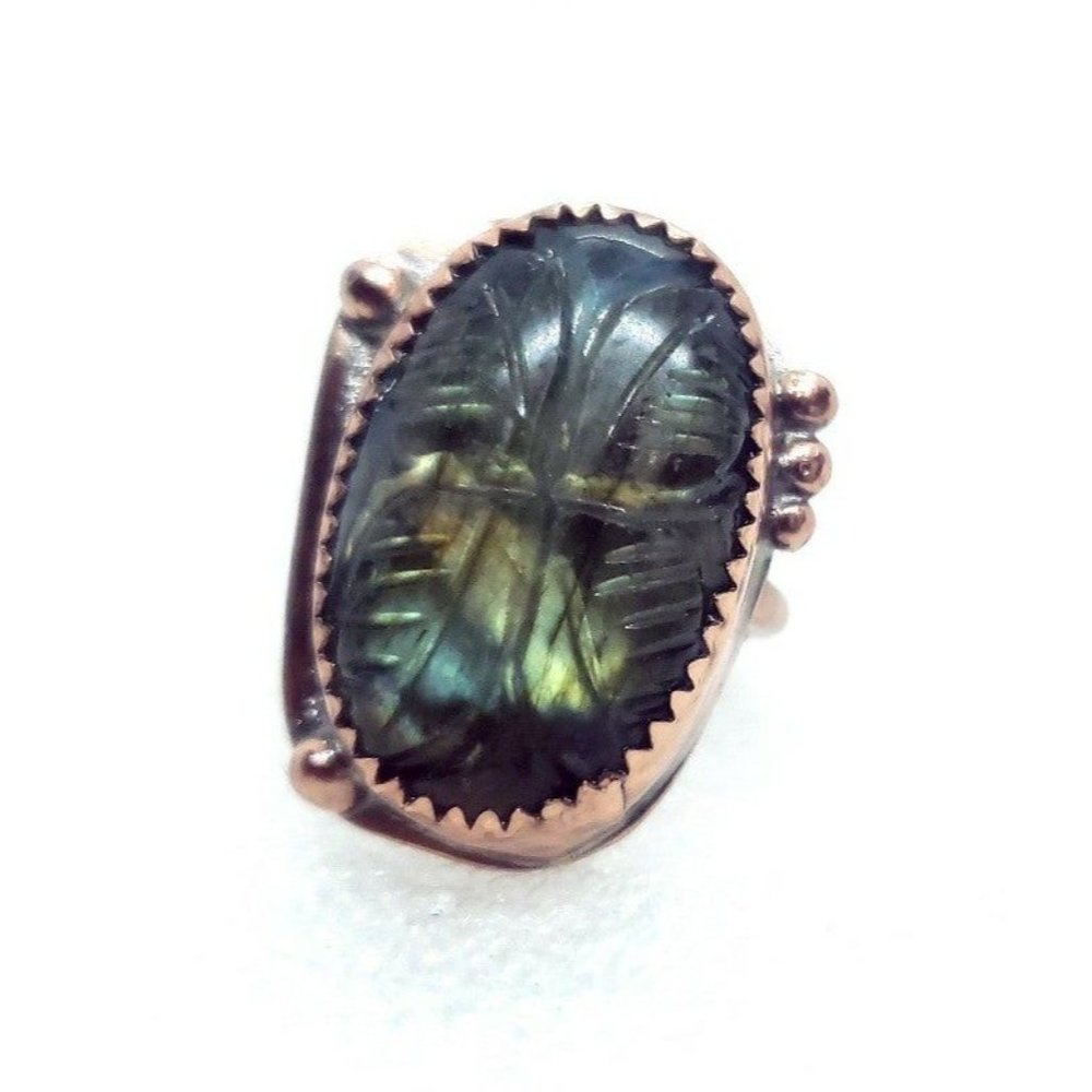 Labradorite butterfly rainbow crystal copper Ring handmade size 6 metalwork - Picture 7 of 12